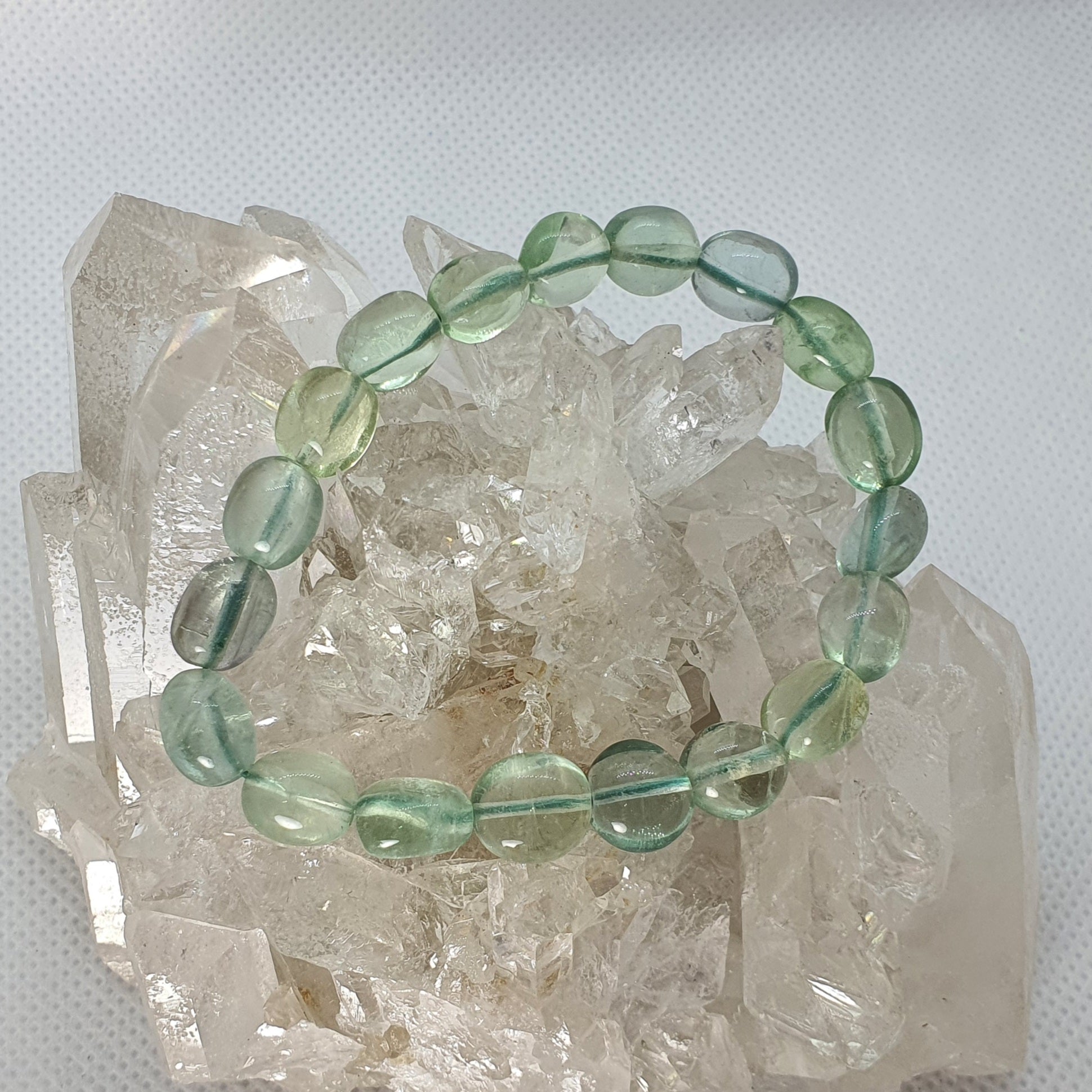 Crystals Fluorite Green Bracelet Cats Live Here