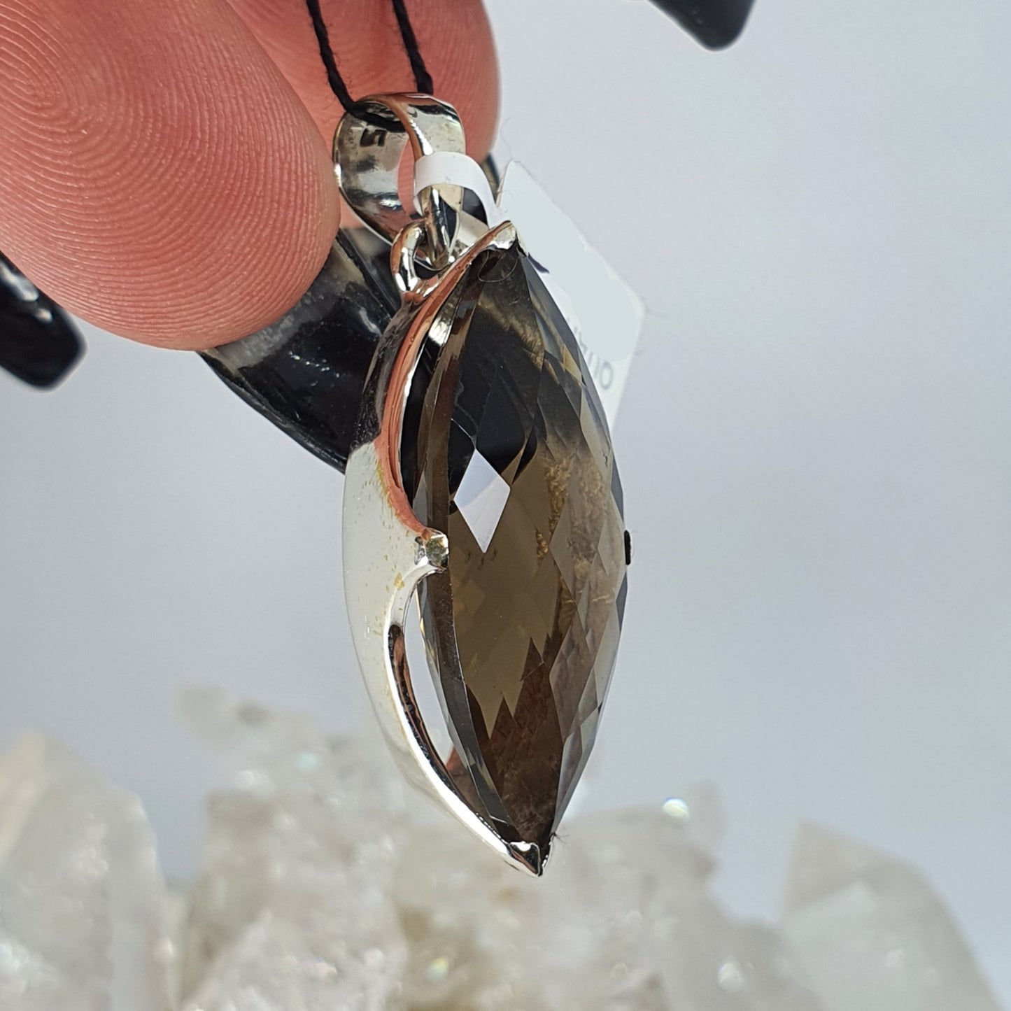 Crystals - Smoky Quartz Faceted Pendant - Sterling Silver
