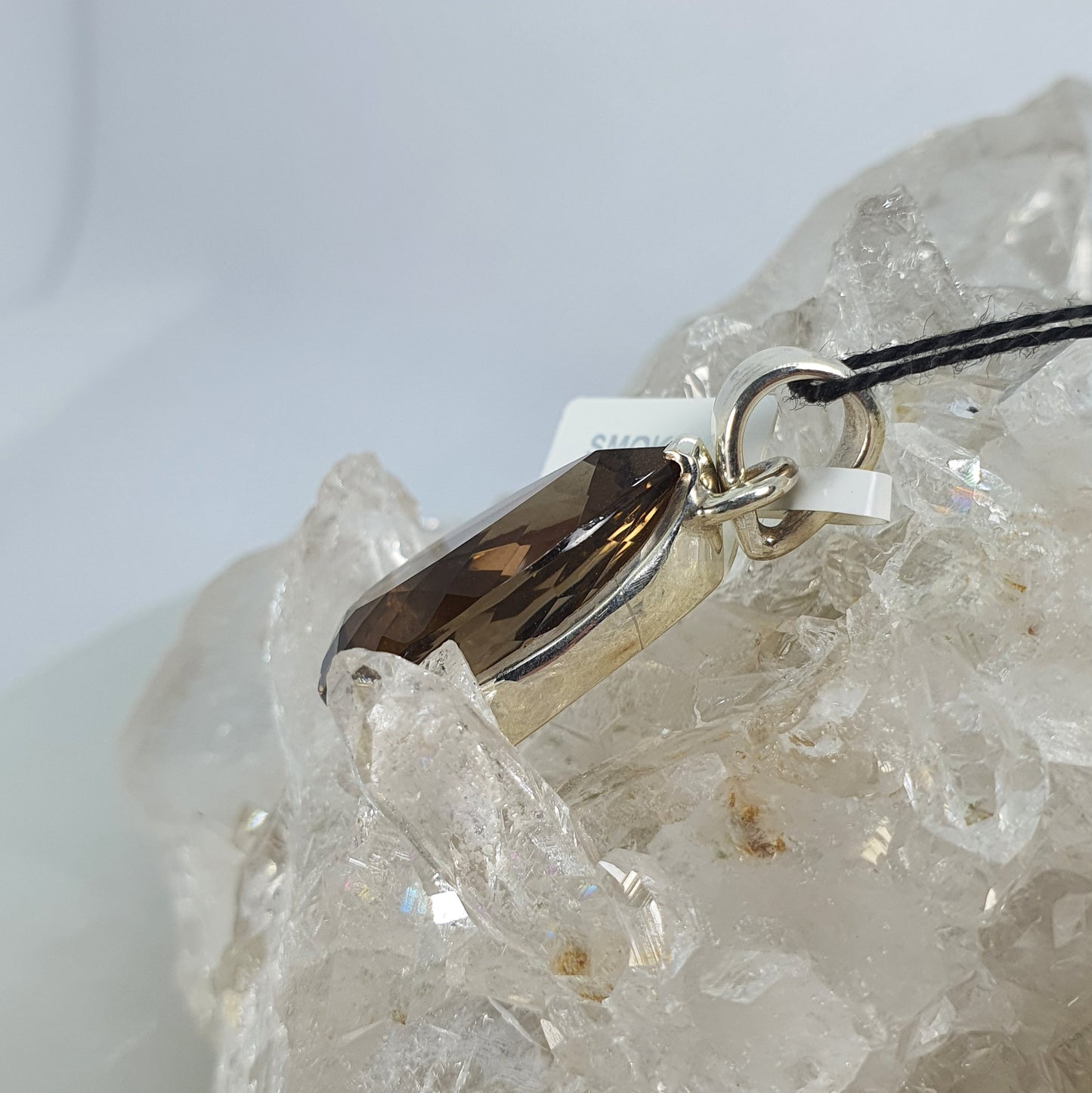 Crystals - Smoky Quartz Faceted Teardrop Pendant - Sterling Silver