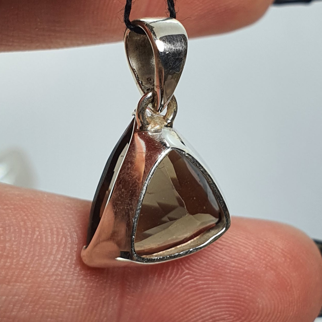 Crystals - Smoky Quartz Faceted Trillion Pendant - Sterling Silver