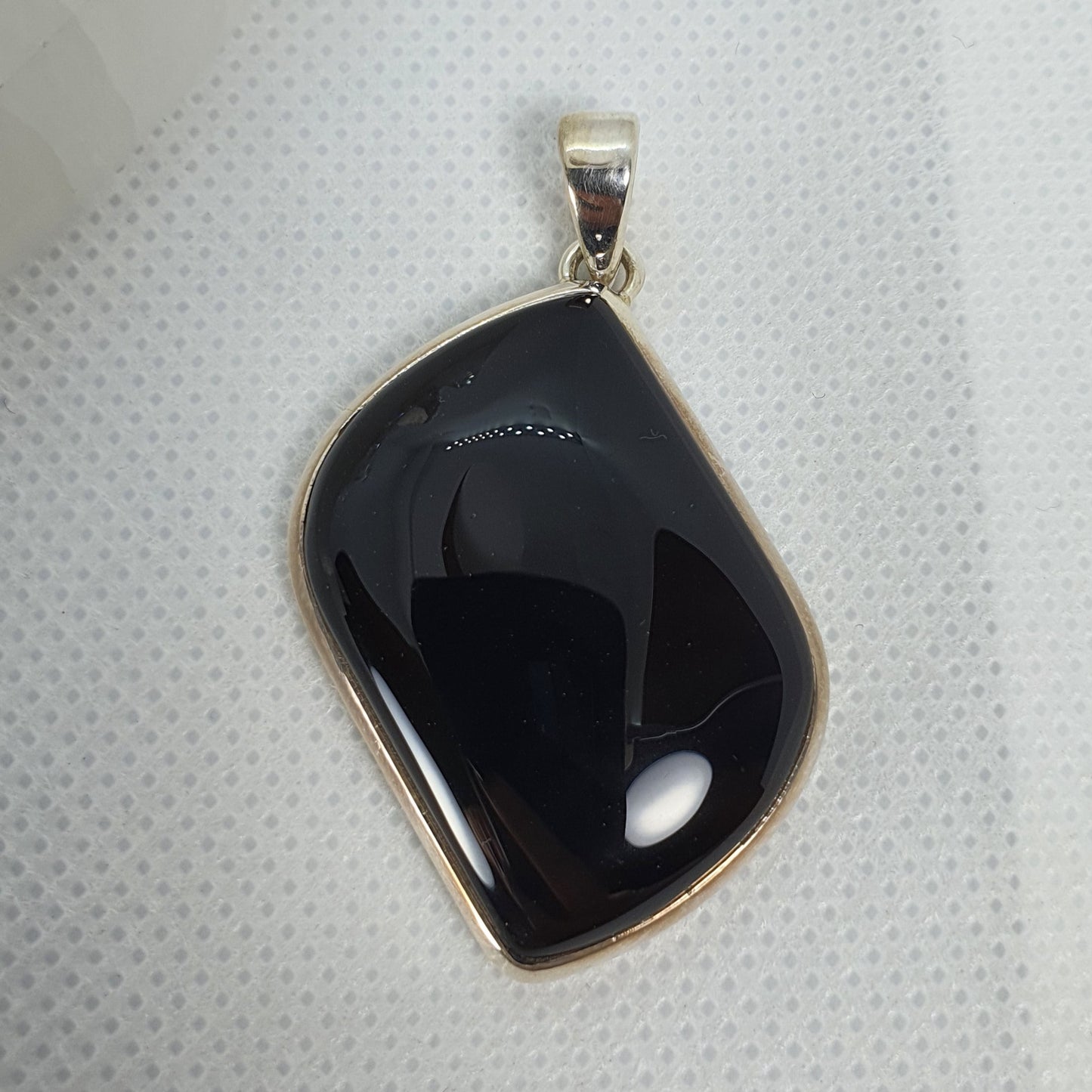 Crystals - Onyx Cabochon Pendant - Sterling Silver
