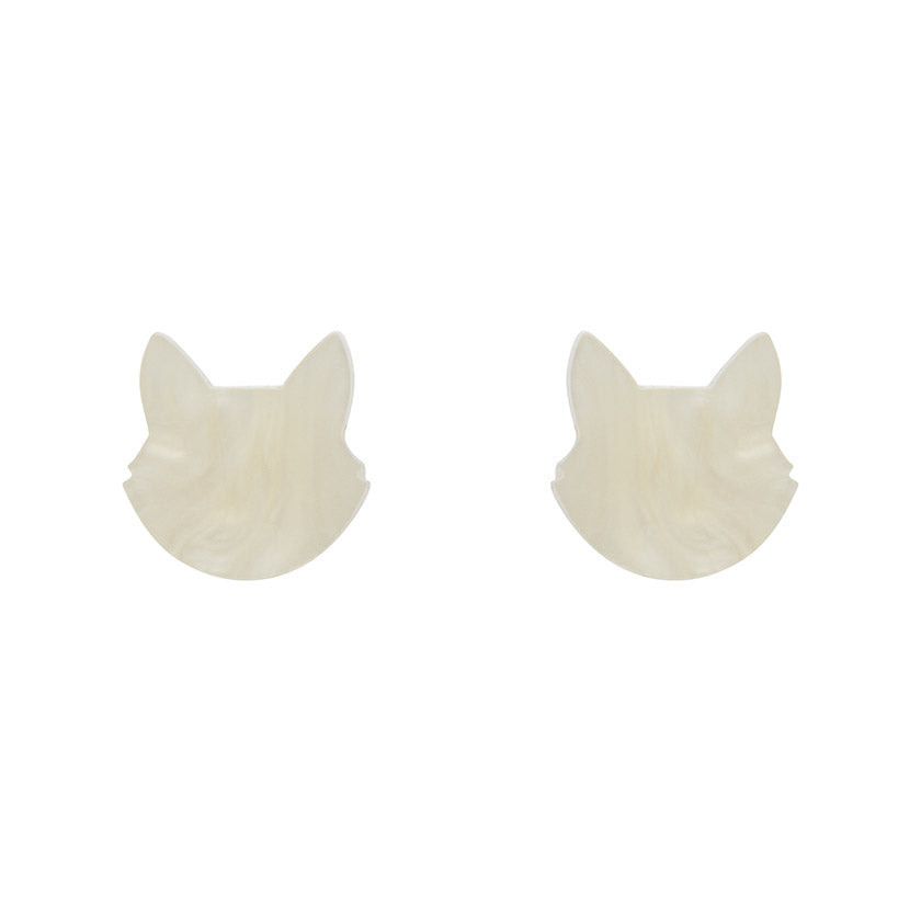 Erstwilder - Cat Head Ripple Resin Stud Earrings - White