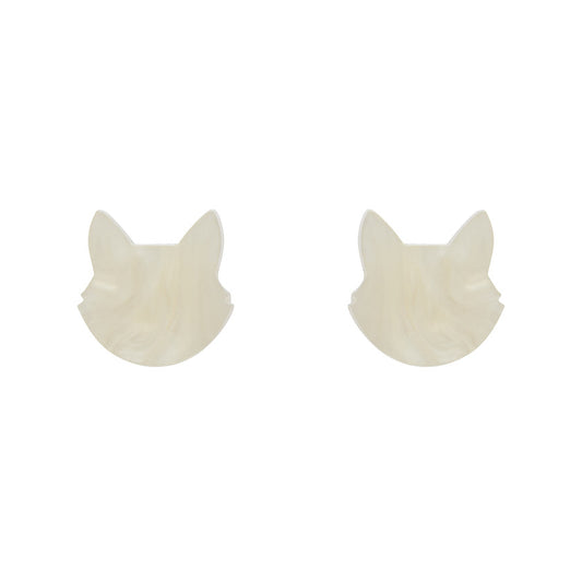 Erstwilder - Cat Head Ripple Resin Stud Earrings - White