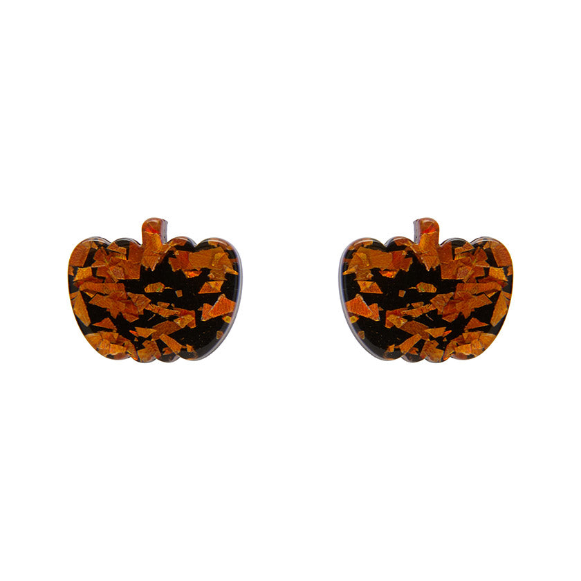 Erstwilder - Pumpkin Chunky Glitter Resin Stud Earrings - Orange