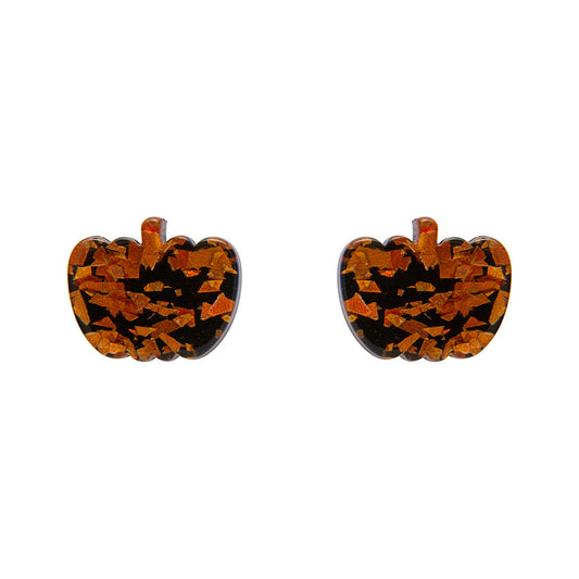 Erstwilder - Pumpkin Chunky Glitter Resin Stud Earrings - Orange