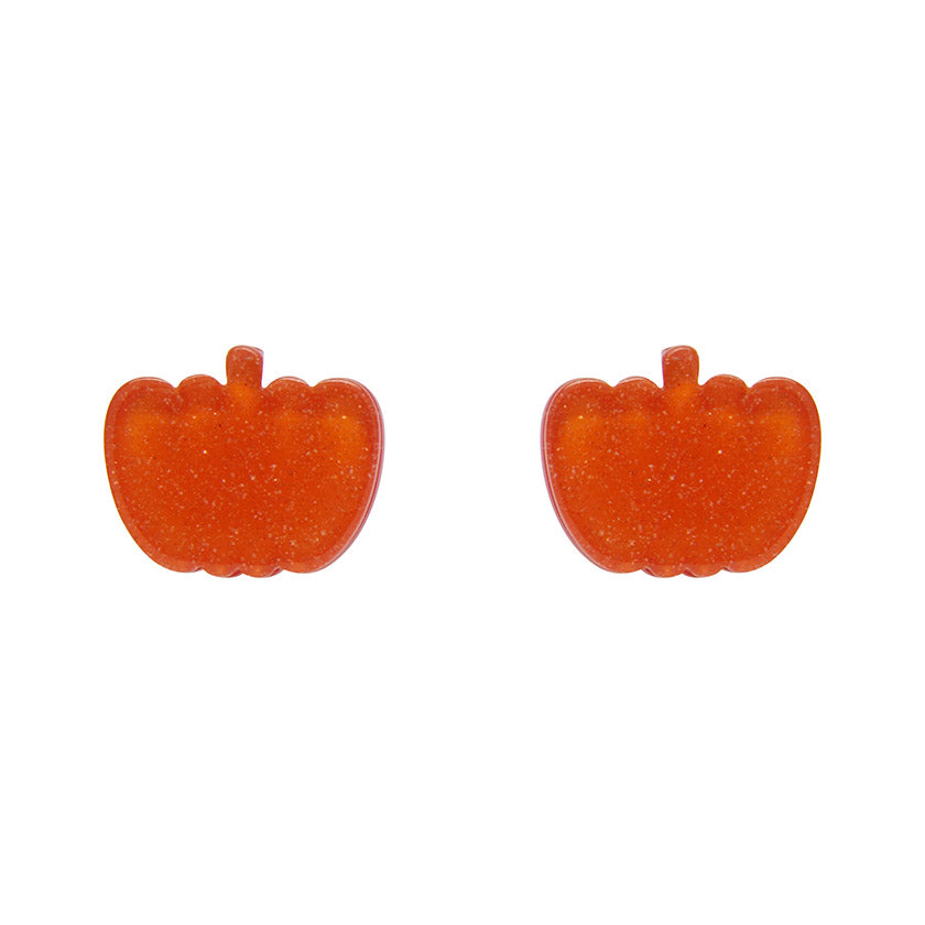 Erstwilder - Pumpkin Glitter Resin Stud Earrings - Orange