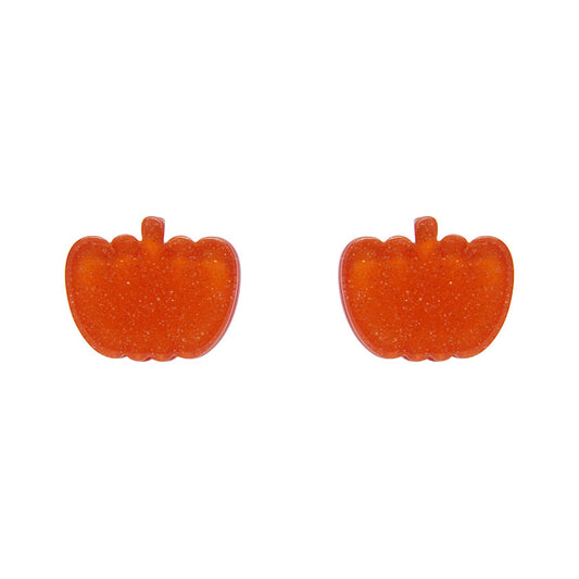 Erstwilder - Pumpkin Glitter Resin Stud Earrings - Orange