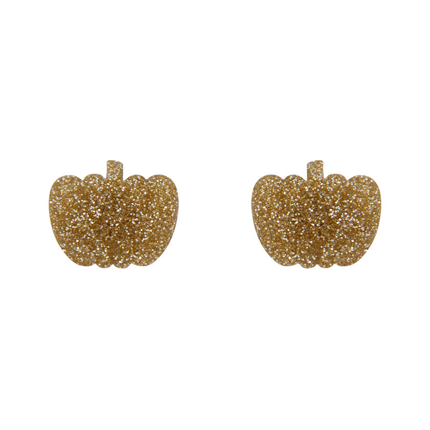 Erstwilder - Pumpkin Glitter Resin Stud Earrings - Gold