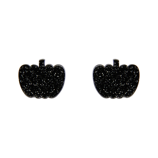 Erstwilder - Pumpkin Glitter Resin Stud Earrings - Black