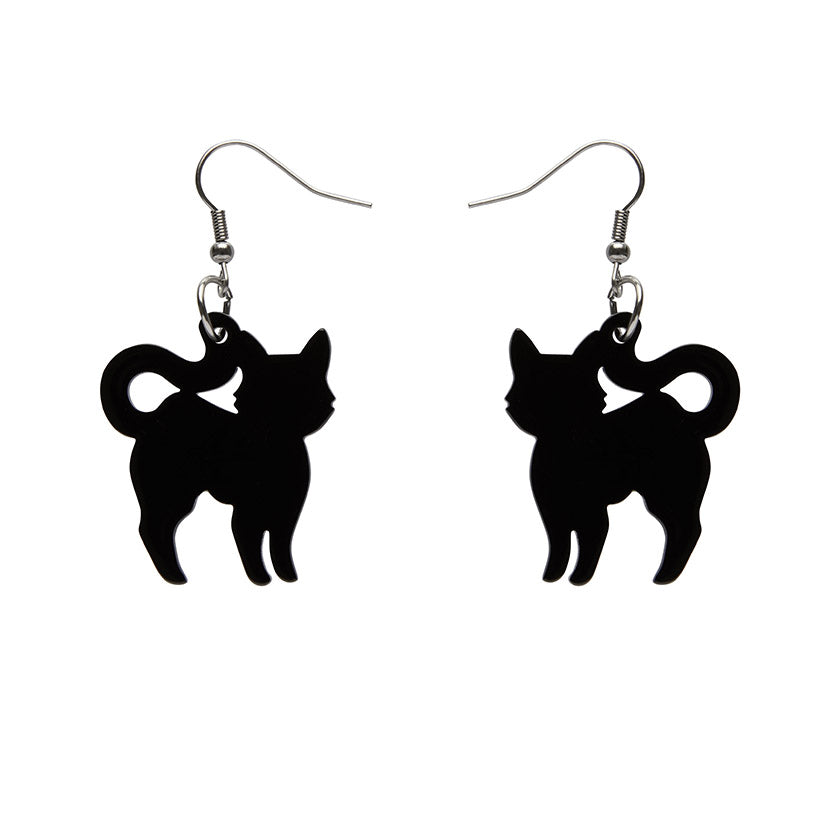 Erstwilder - Pussy Cat Solid Resin Drop Earrings - Black