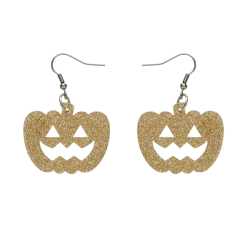 Erstwilder - Pumpkin Glitter Resin Drop Earrings - Gold