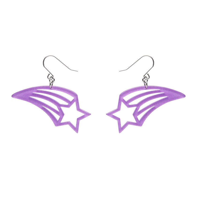 Erstwilder - Shooting Star Glitter Resin Drop Earrings - Purple