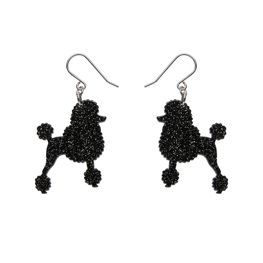 Erstwilder - Poodle Glitter Hook Drop Earrings - Black