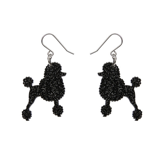Erstwilder - Poodle Glitter Hook Drop Earrings - Black