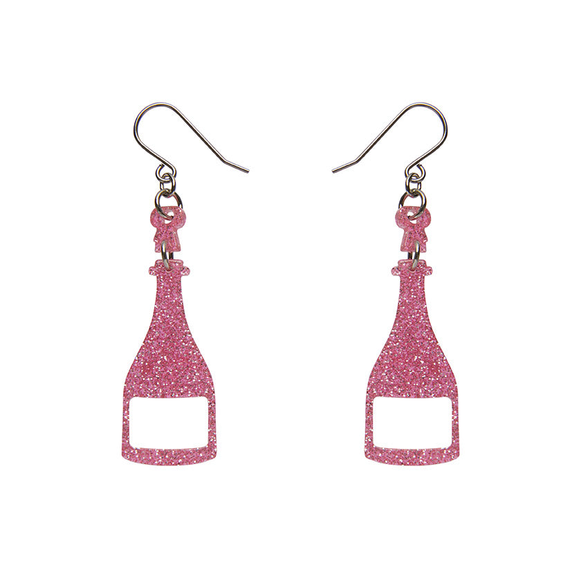Erstwilder - Champagne Glitter Drop Earrings - Pink