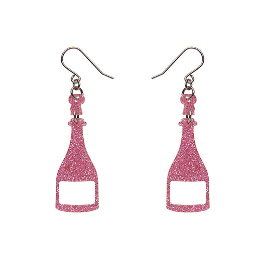 Erstwilder - Champagne Glitter Drop Earrings - Pink