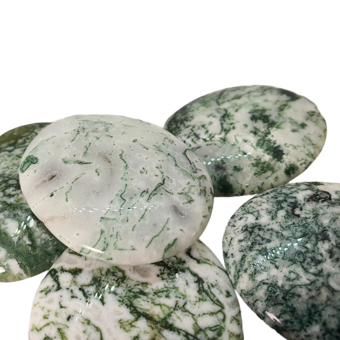 Crystals - Moss Agate Worry Stone/Thumb Stone