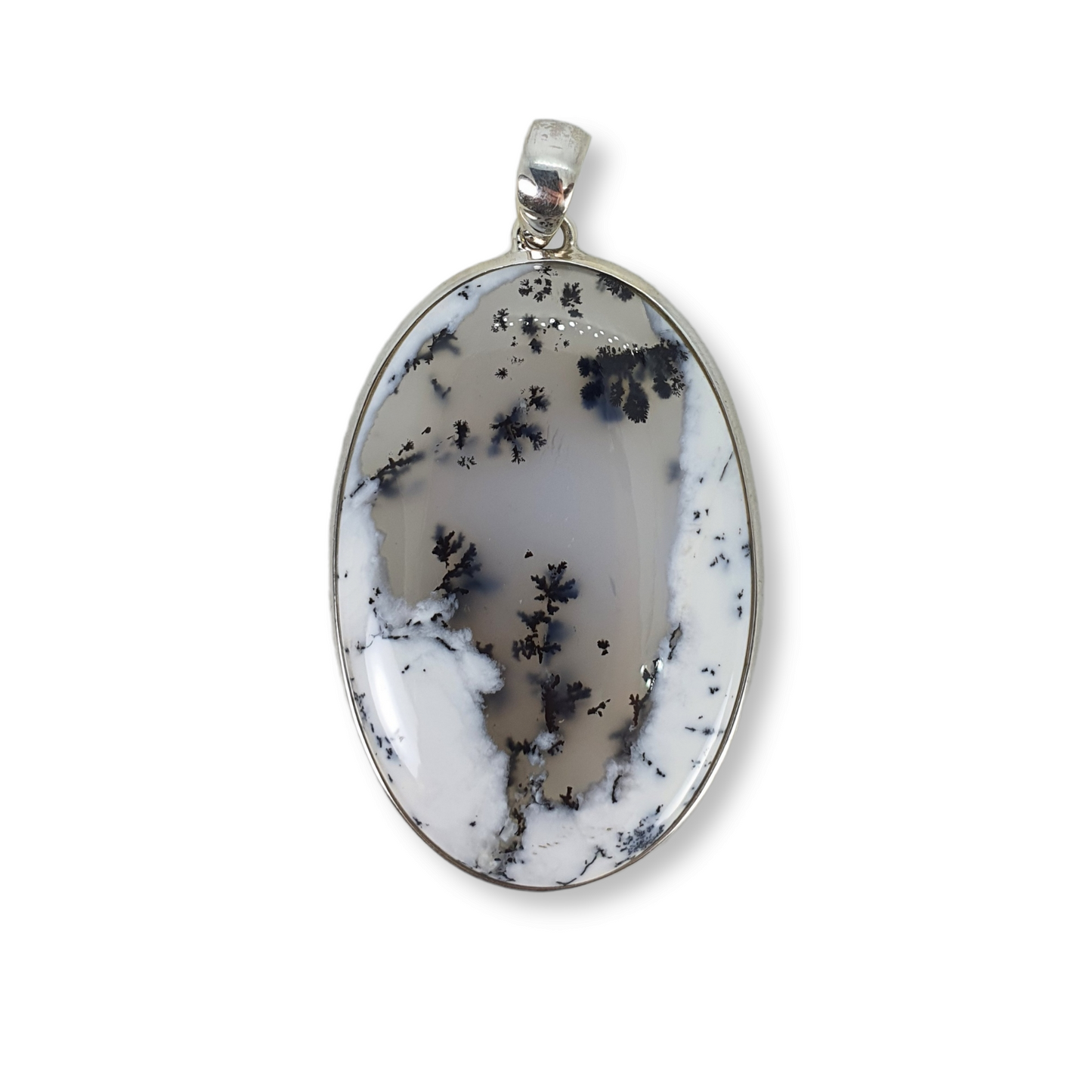 Crystals - Dendritic Opal (Merlinite) Pendant - Sterling Silver