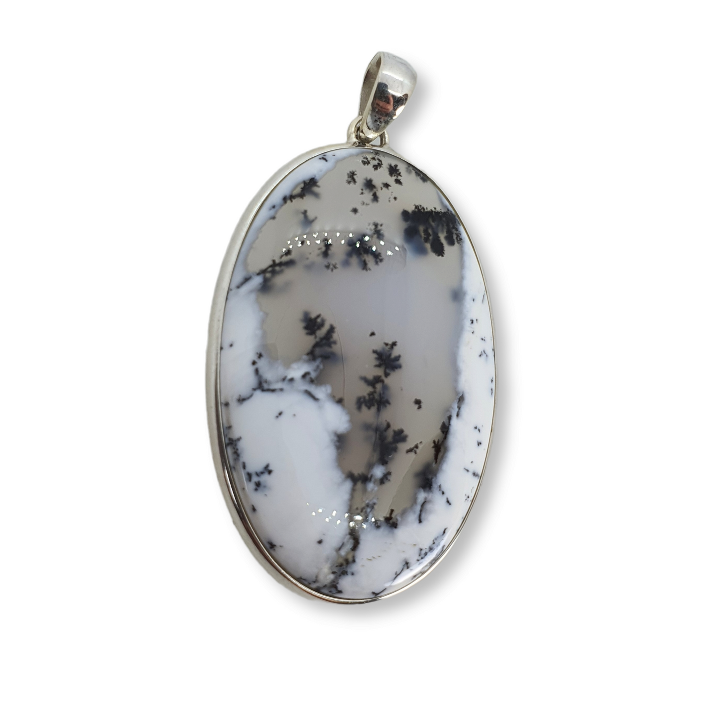 Crystals - Dendritic Opal (Merlinite) Pendant - Sterling Silver