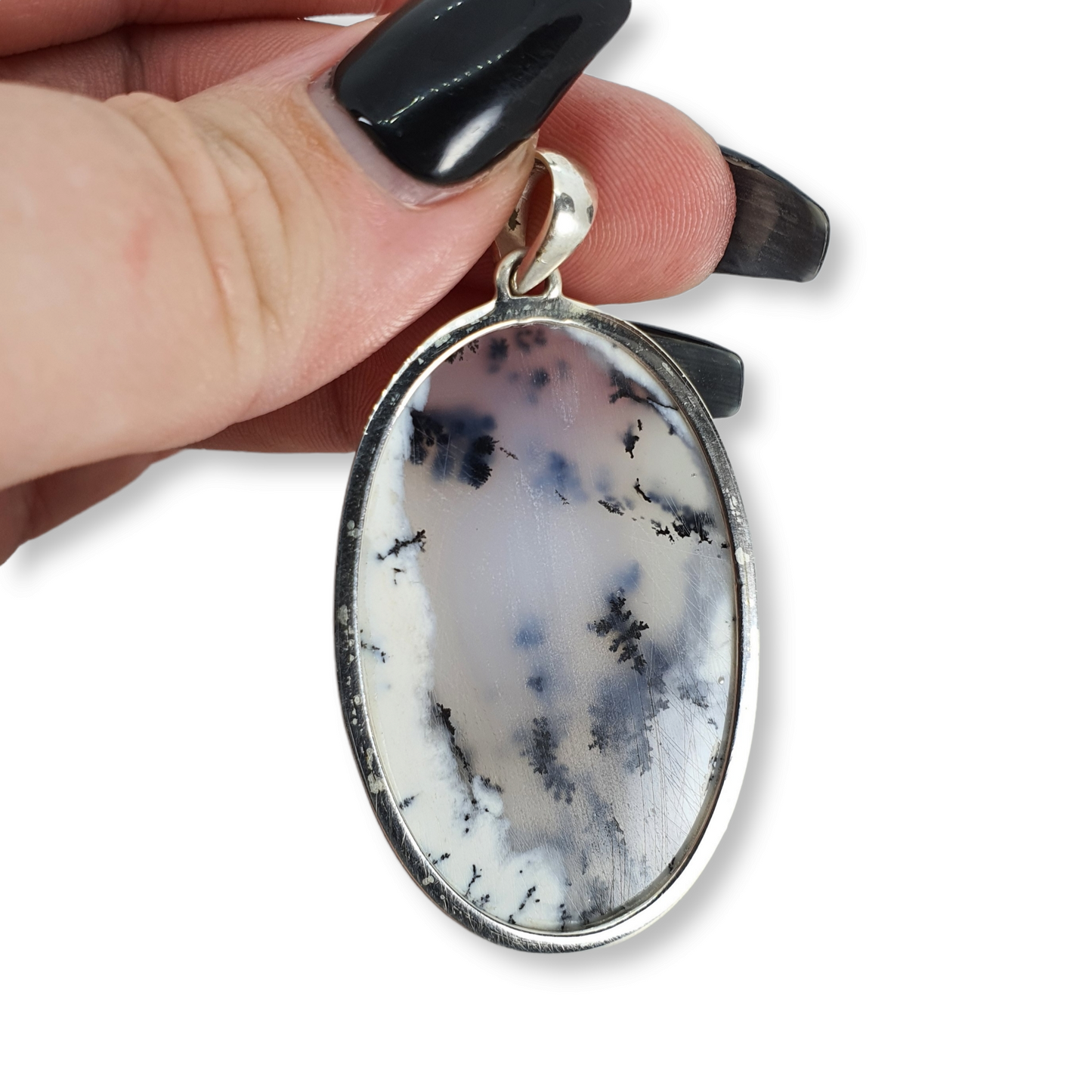 Crystals - Dendritic Opal (Merlinite) Pendant - Sterling Silver