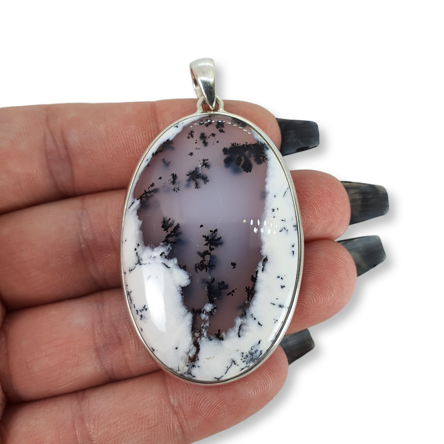 Crystals - Dendritic Opal (Merlinite) Pendant - Sterling Silver