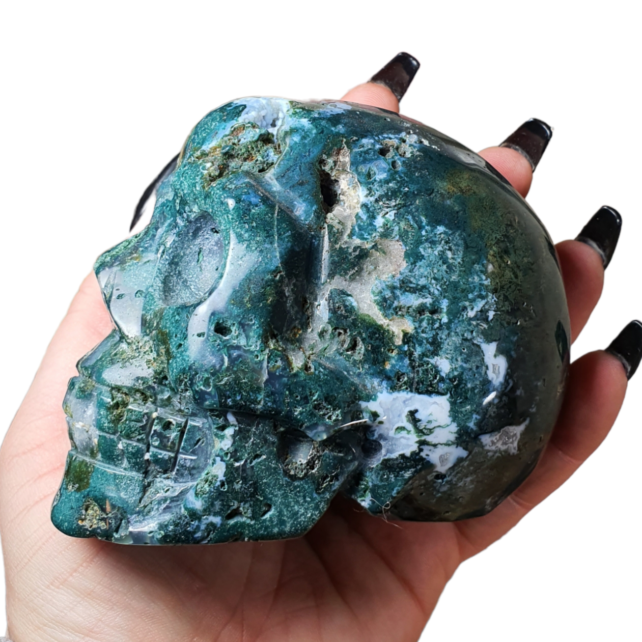 Crystals - Moss Agate Skull