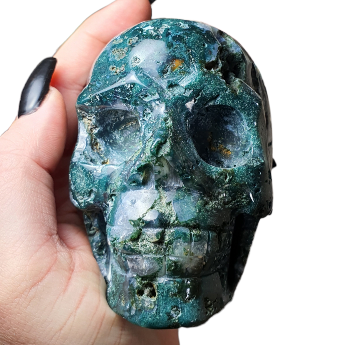 Crystals - Moss Agate Skull