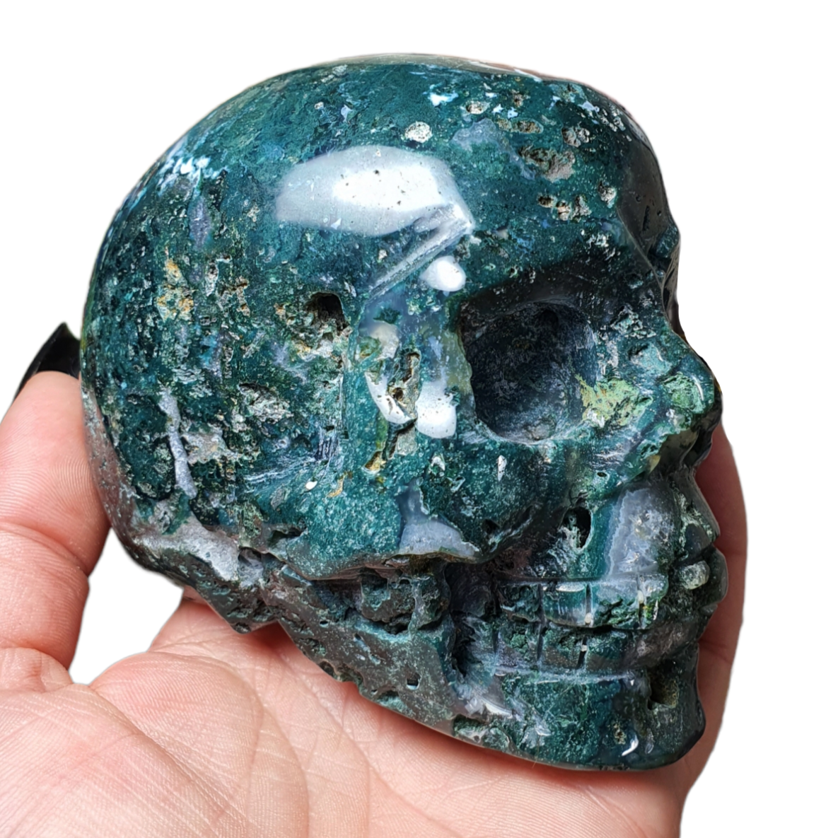 Crystals - Moss Agate Skull