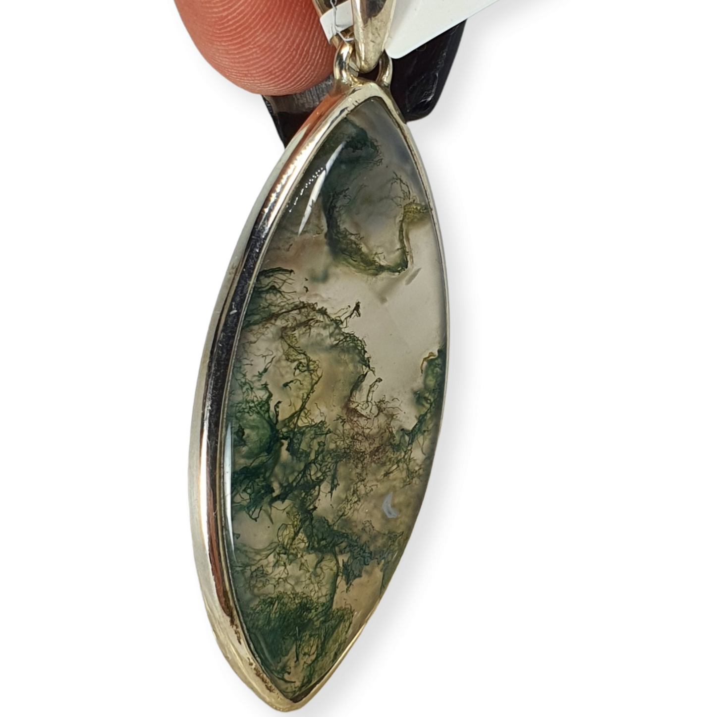 Crystals - Moss Agate Pendant - Sterling Silver