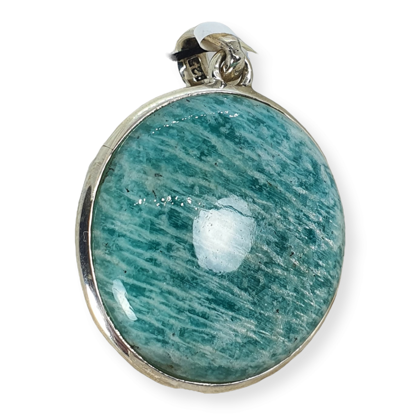 Crystals - Amazonite Cabochon Round Pendant - Sterling Silver