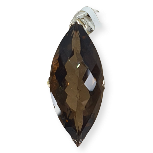 Crystals - Smoky Quartz Faceted Pendant - Sterling Silver