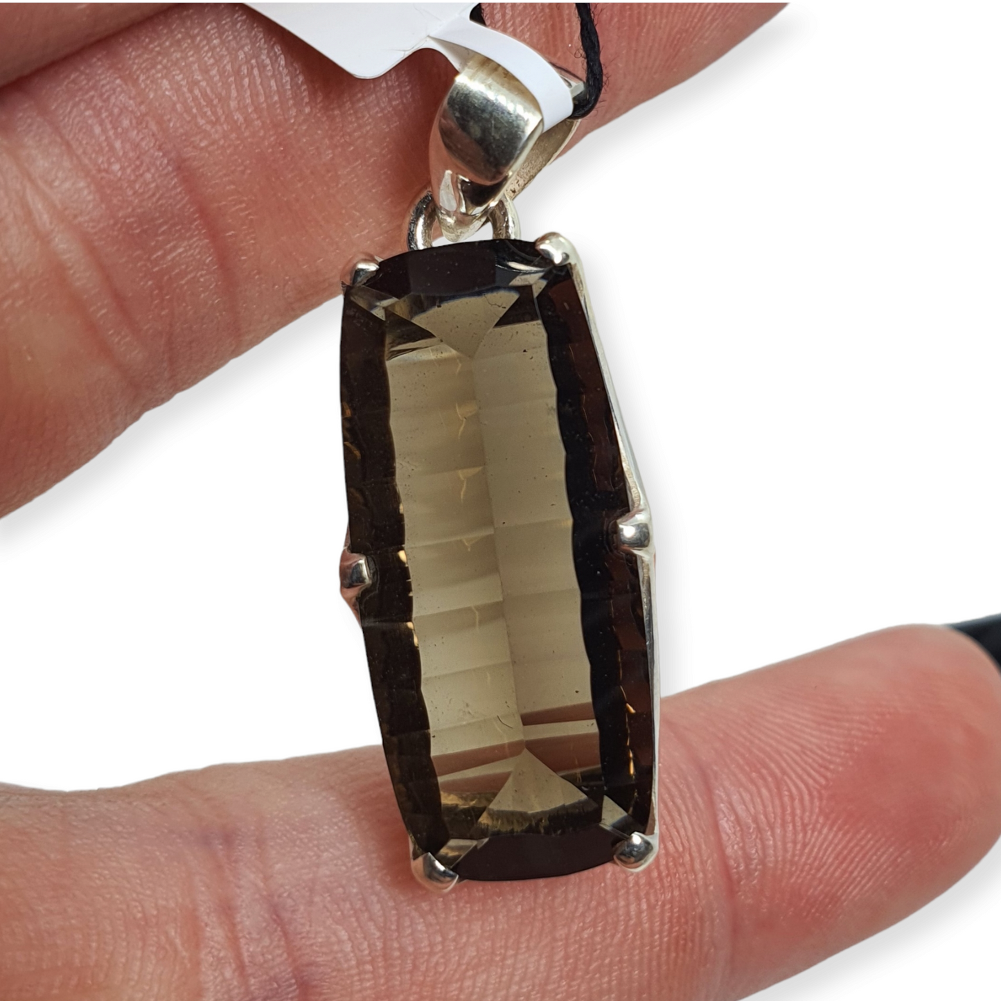 Crystals - Smoky Quartz Faceted Pendant - Sterling Silver