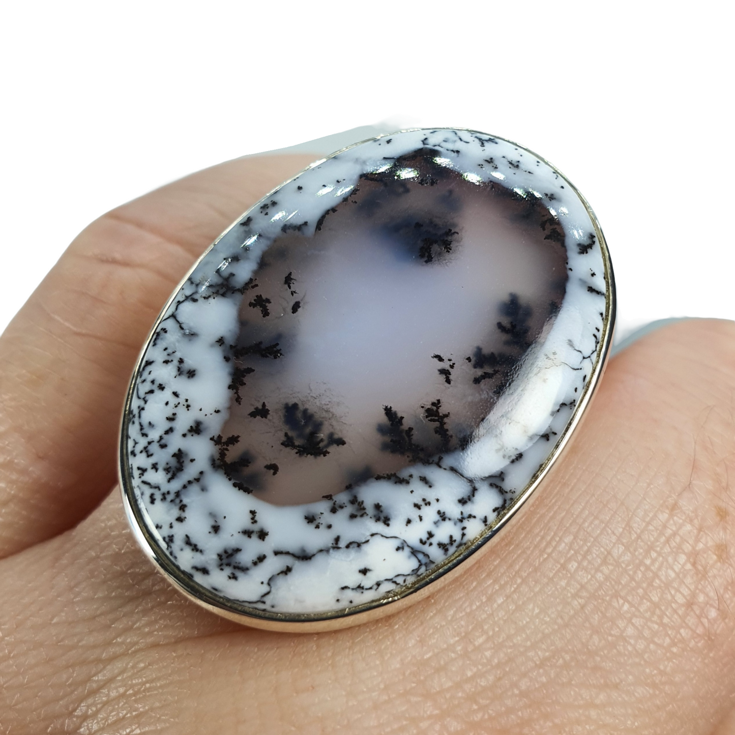 Crystals - Dendritic Opal (Merlinite) Ring - Sterling Silver