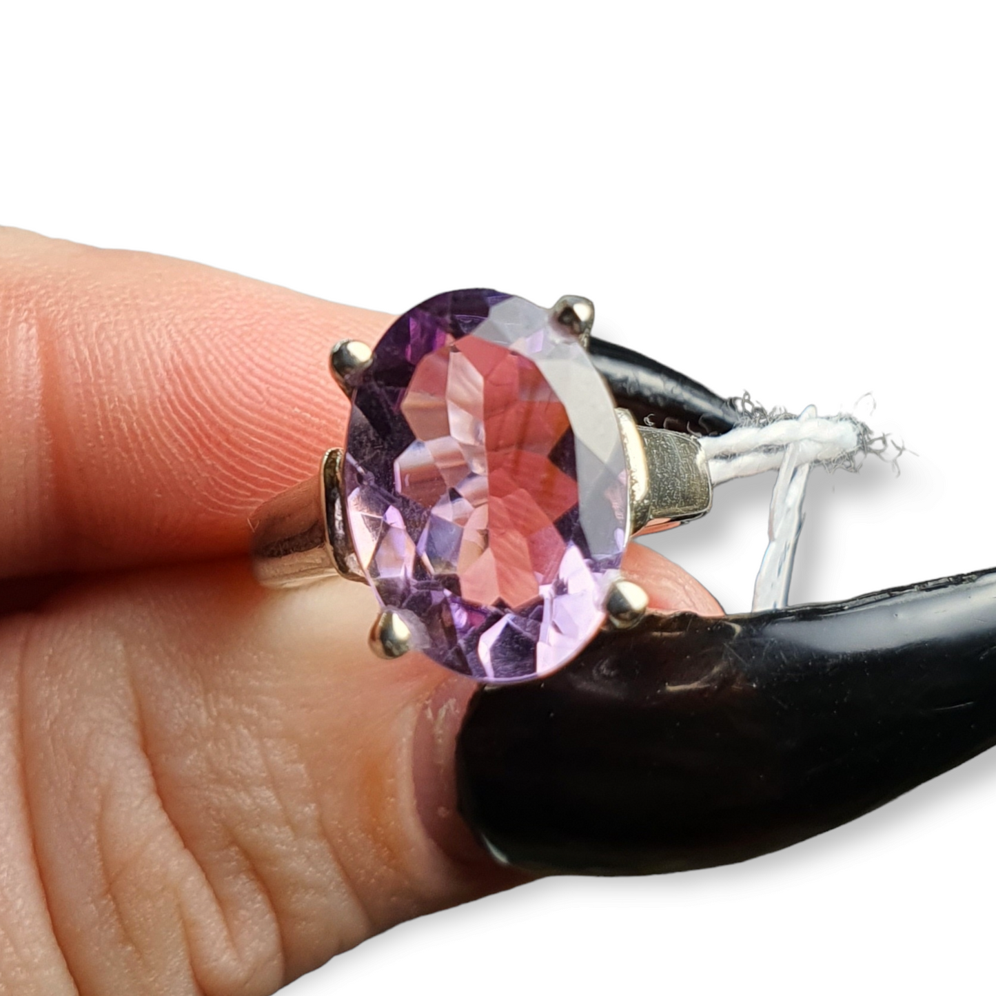Crystals - Amethyst Oval Faceted Ring - Sterling Silver