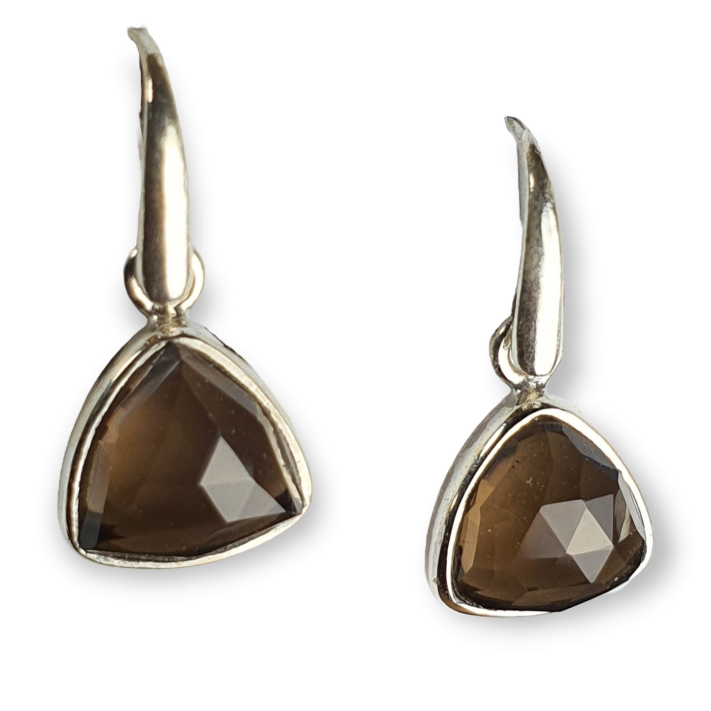 Crystals - Smoky Quartz Drop/Hook Earrings - Sterling Silver