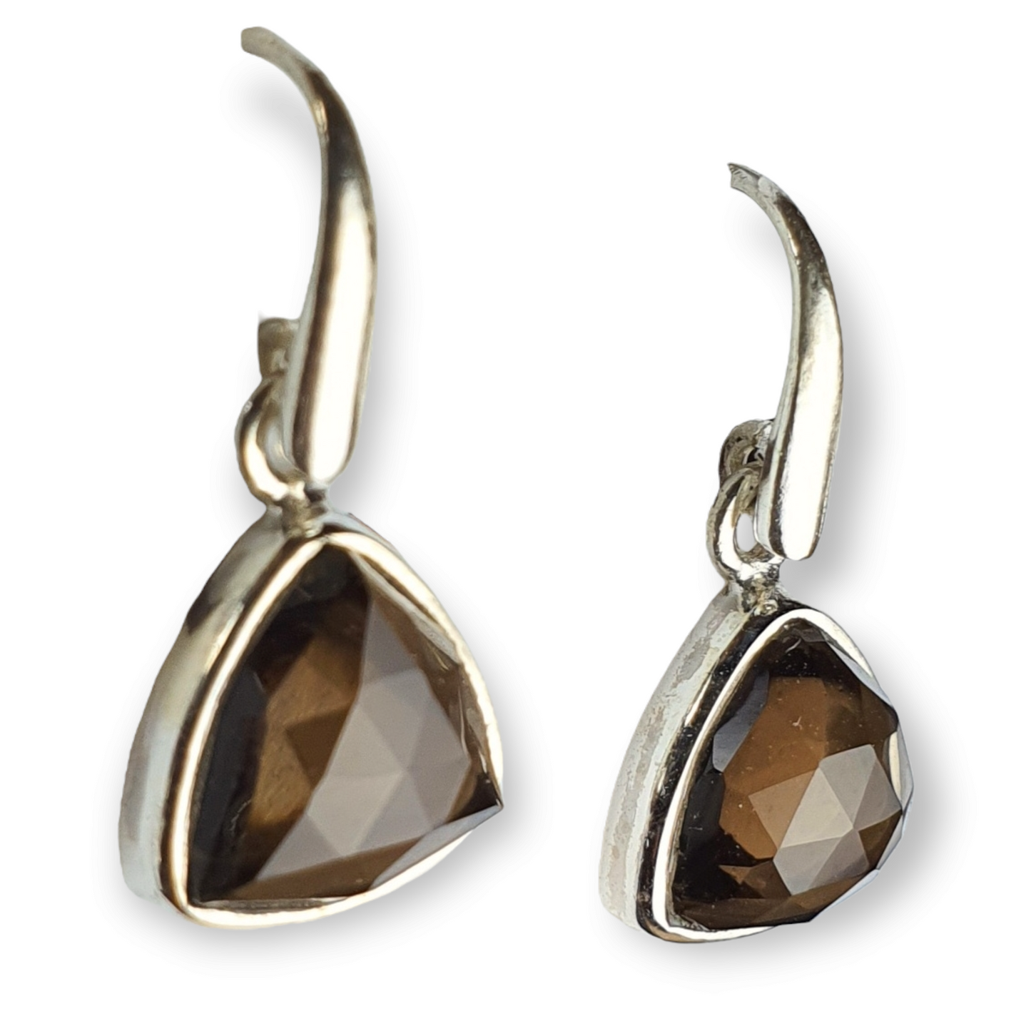 Crystals - Smoky Quartz Drop/Hook Earrings - Sterling Silver