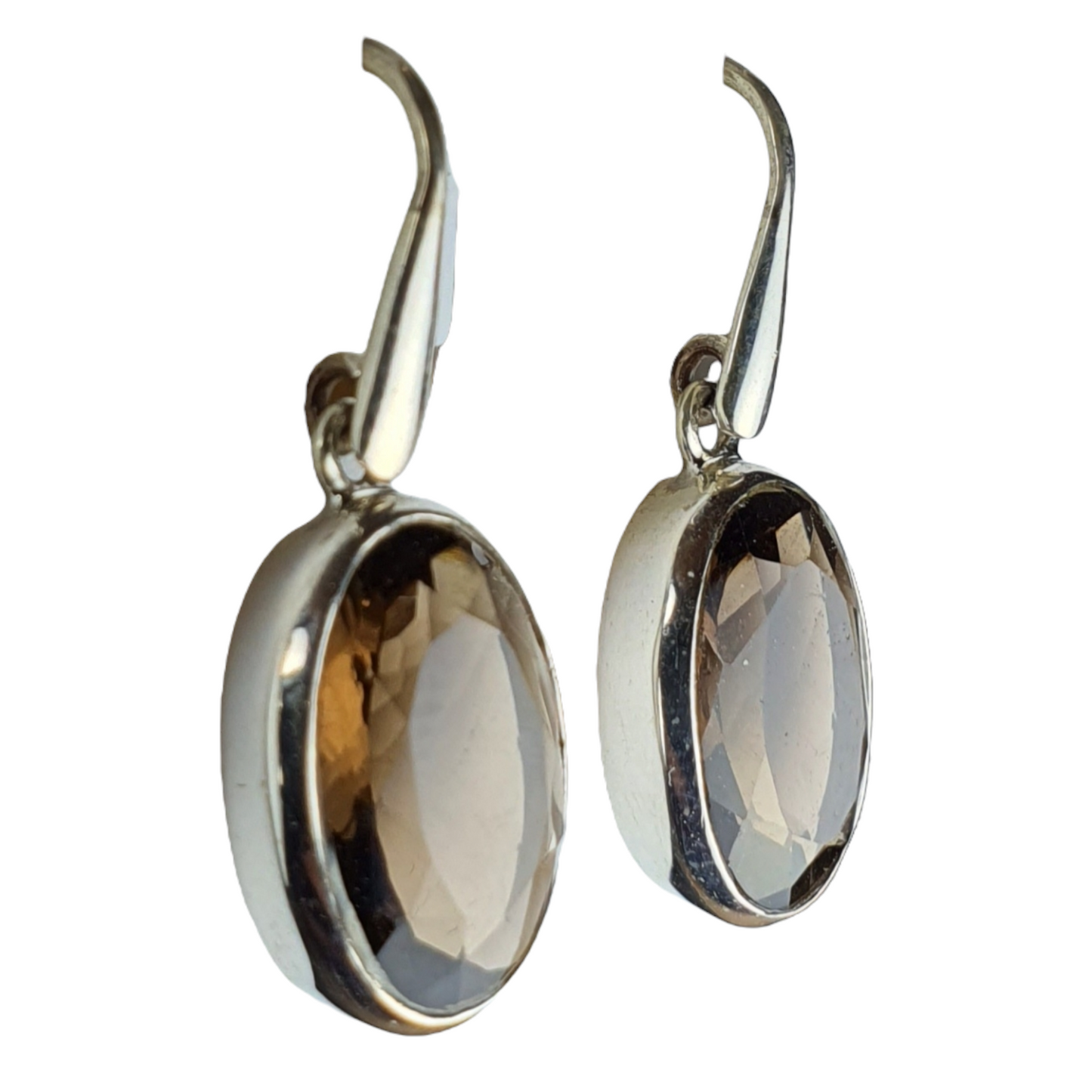 Crystals - Smoky Quartz Drop/Hook Earrings - Sterling Silver