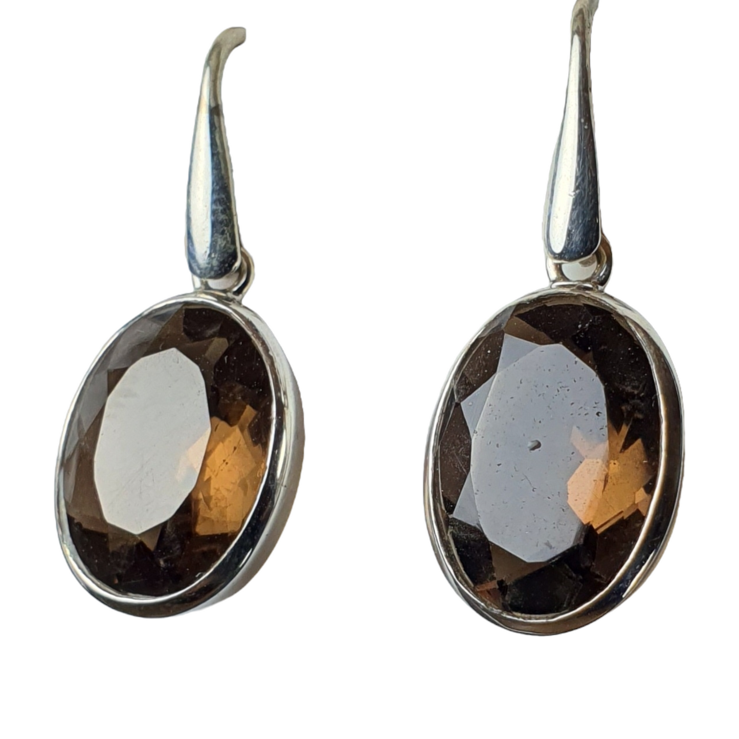 Crystals - Smoky Quartz Drop/Hook Earrings - Sterling Silver