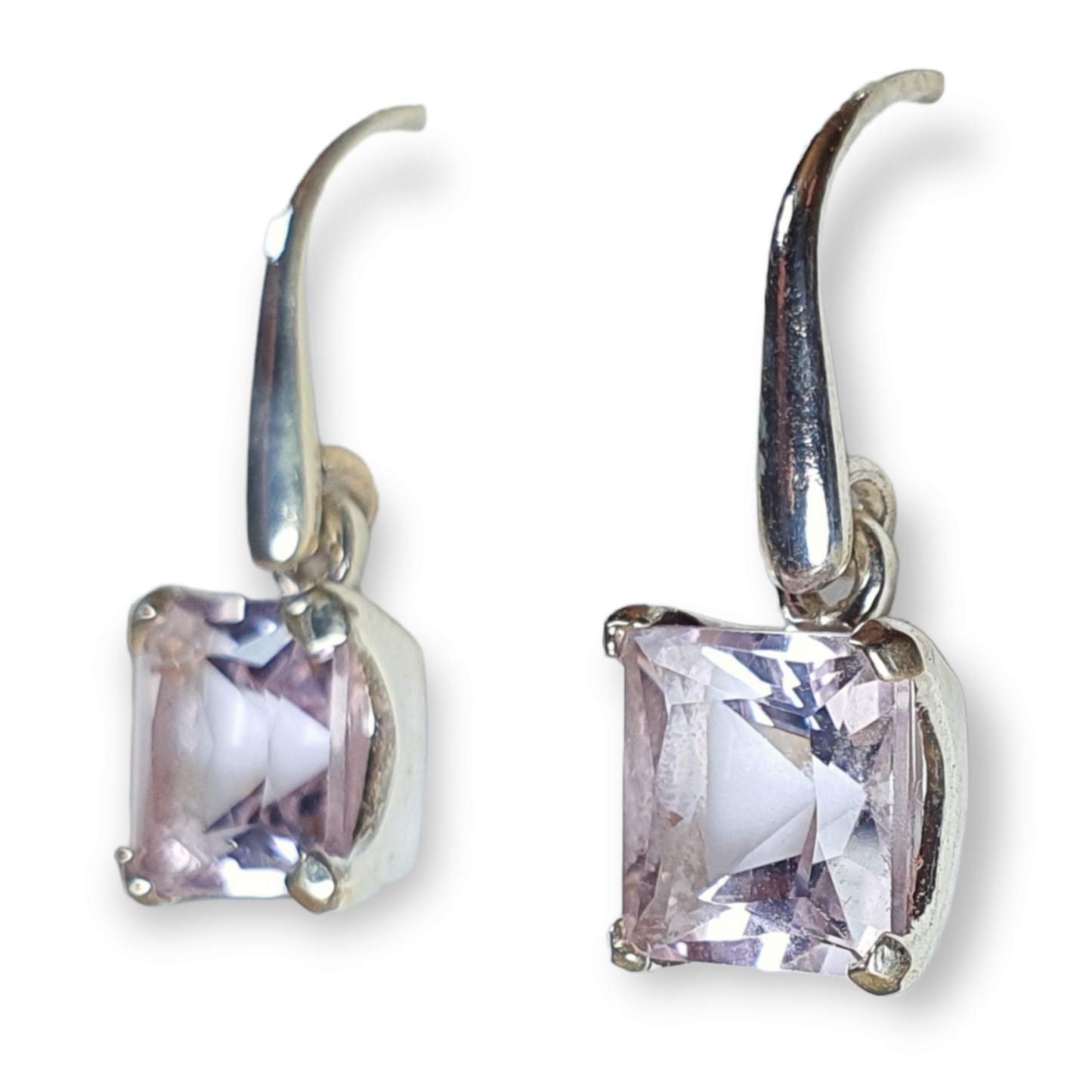 Crystals - Amethyst Drop/Hook Earrings - Sterling Silver