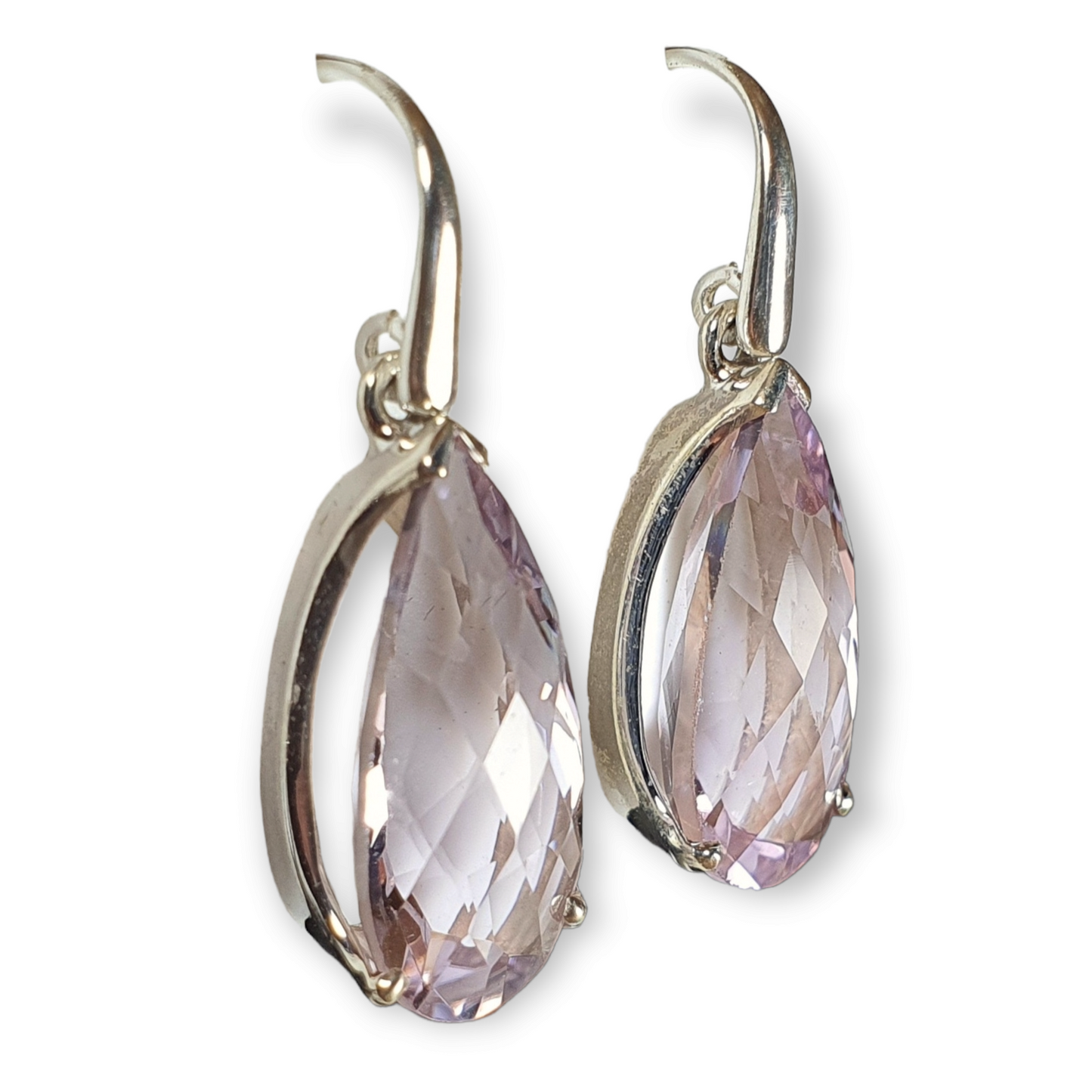 Crystals - Amethyst Drop/Hook Earrings - Sterling Silver