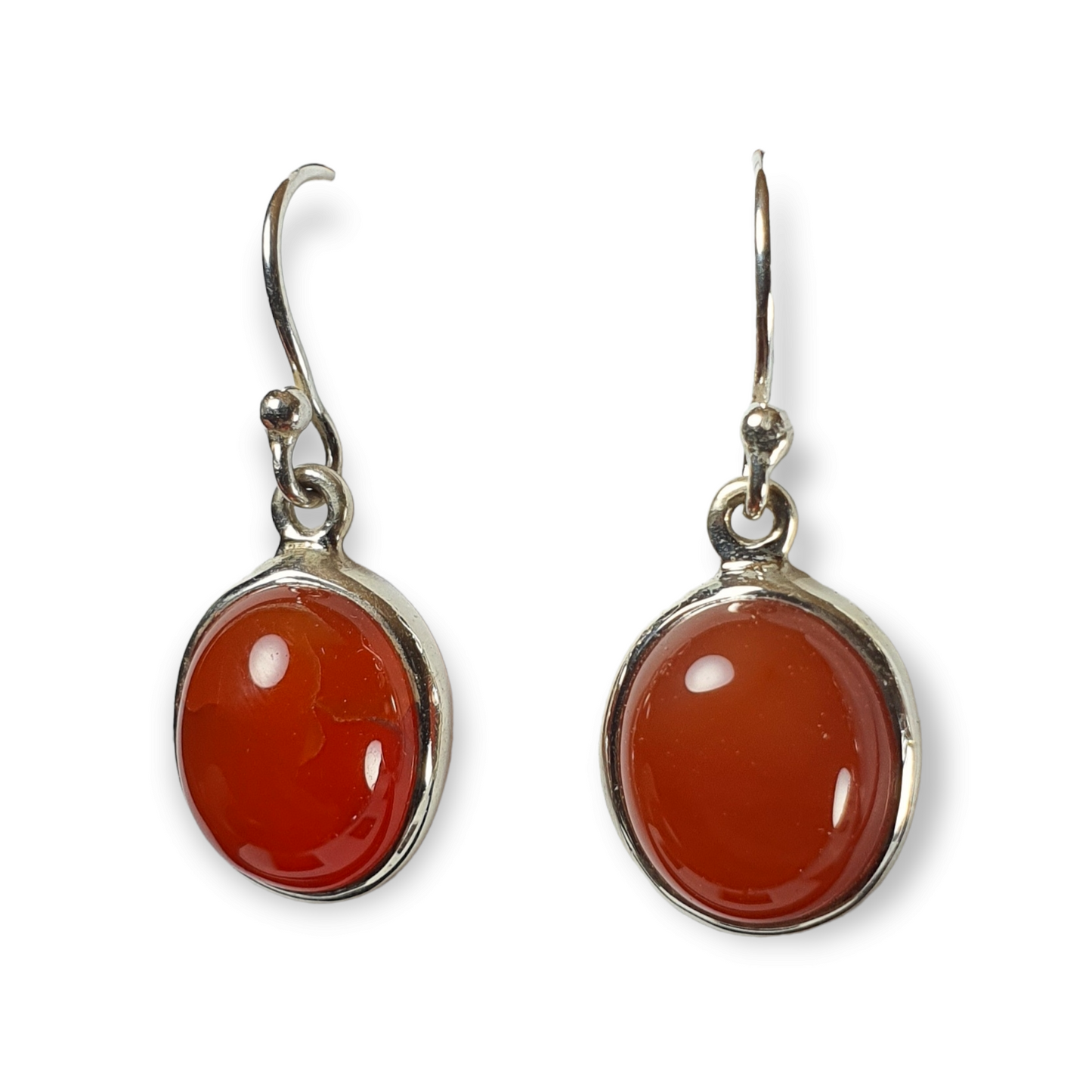Crystals - Carnelian Cabochon Oval Earrings - Sterling Silver