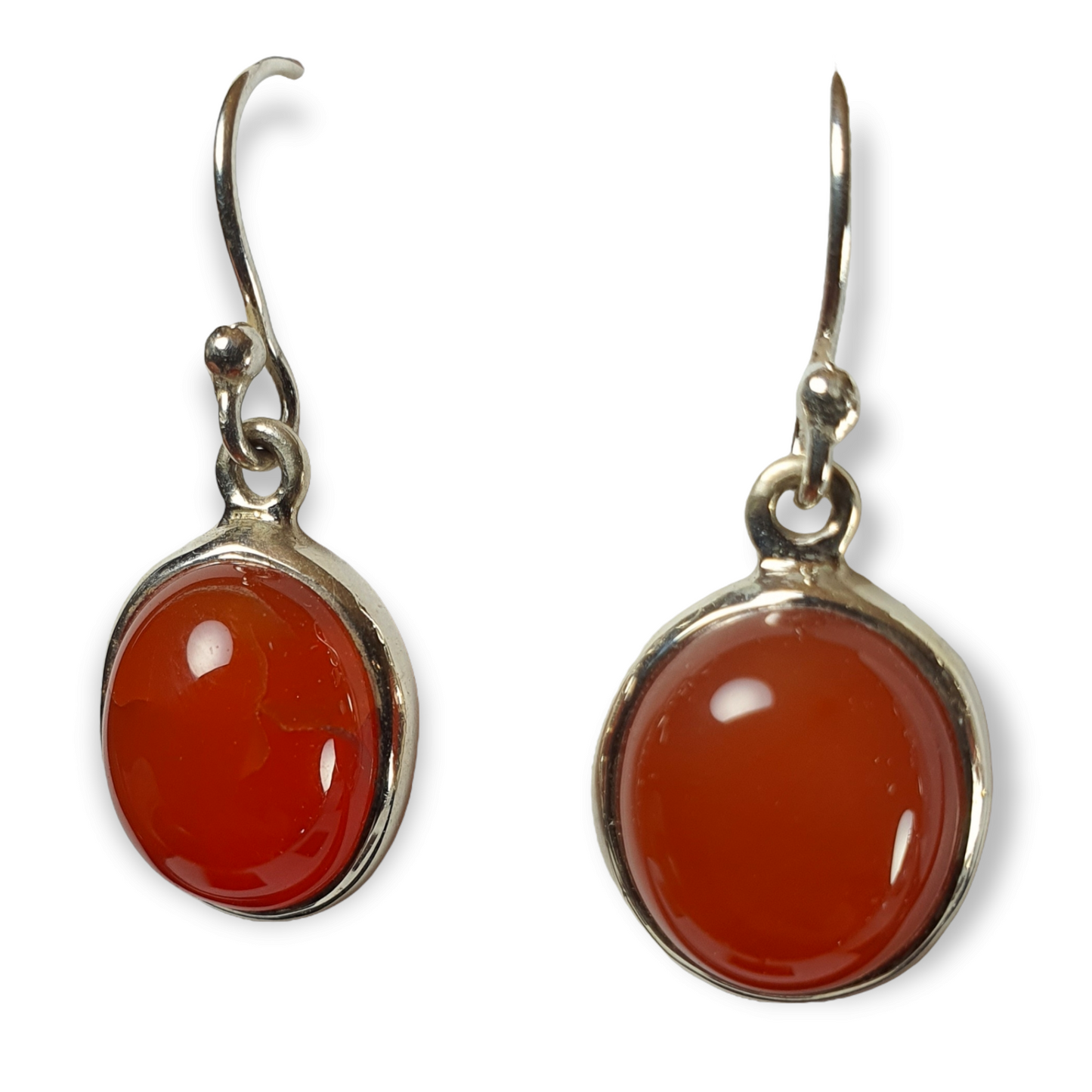 Crystals - Carnelian Cabochon Oval Earrings - Sterling Silver