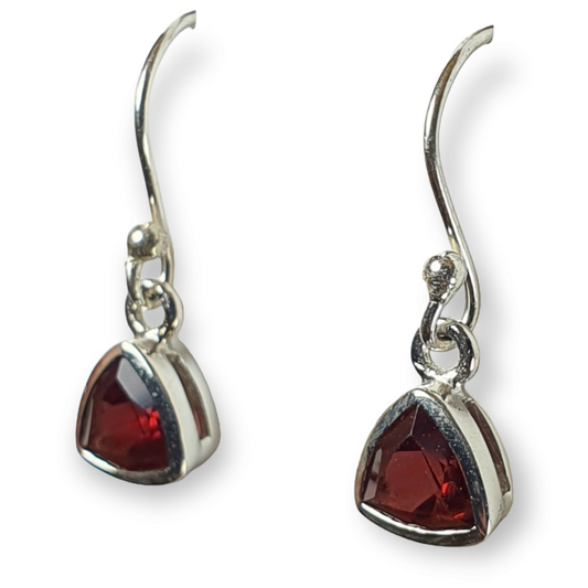 Crystals - Garnet Faceted Earrings - Sterling Silver