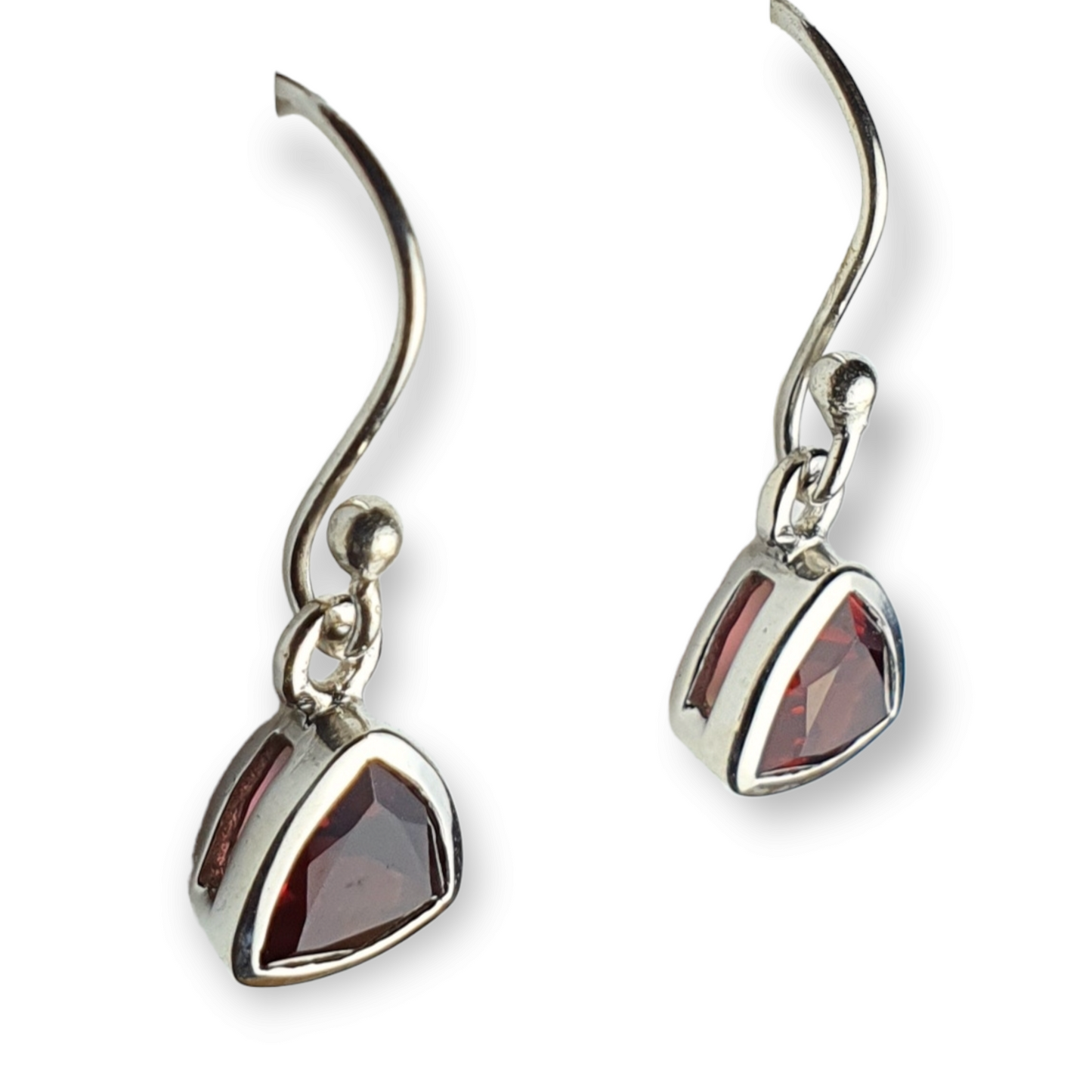 Crystals - Garnet Faceted Earrings - Sterling Silver