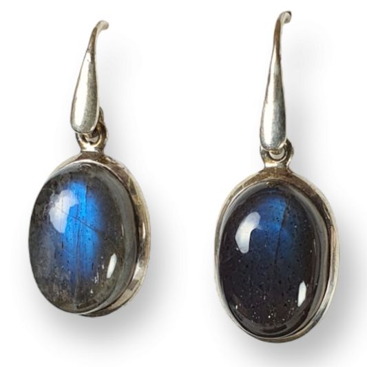 Crystals - Labradorite Drop/Hook Earrings - Sterling Silver