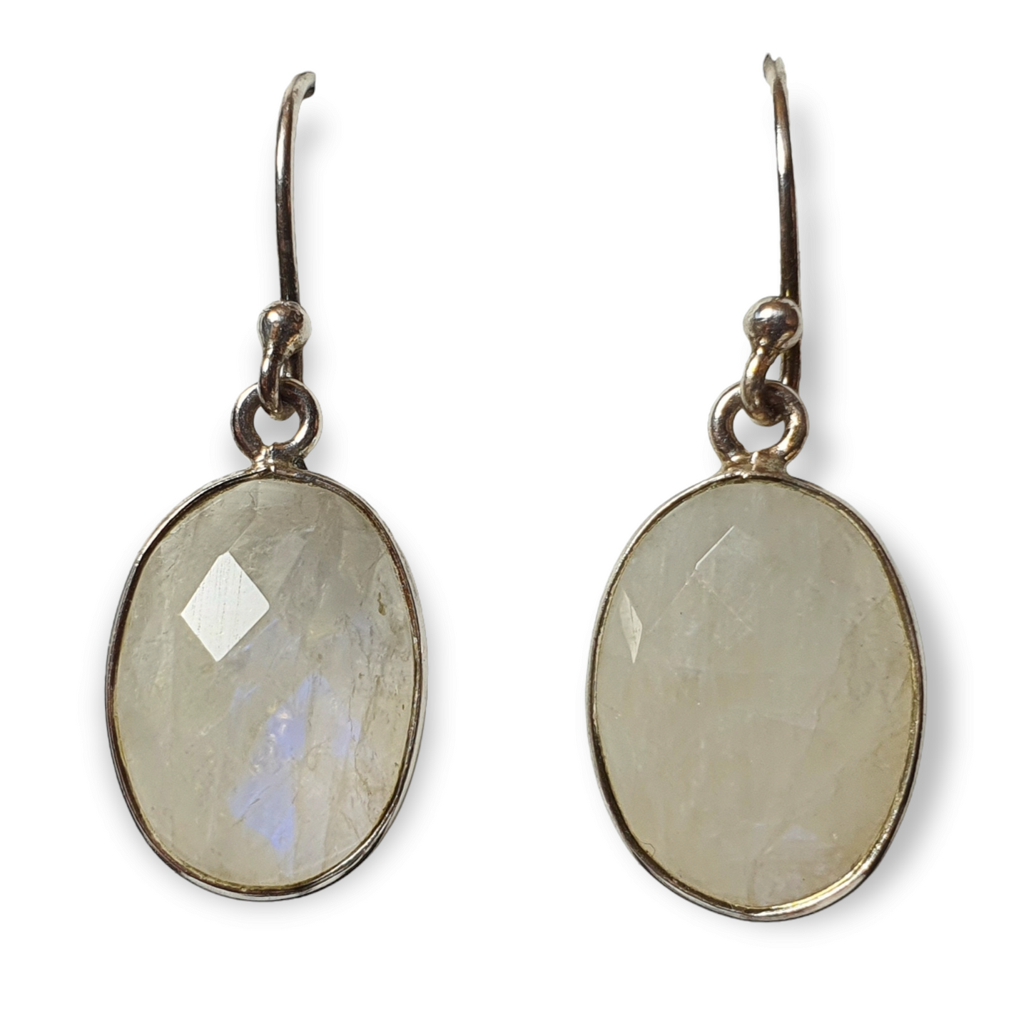 Crystals - Moonstone Drop/Hook Earrings - Sterling Silver