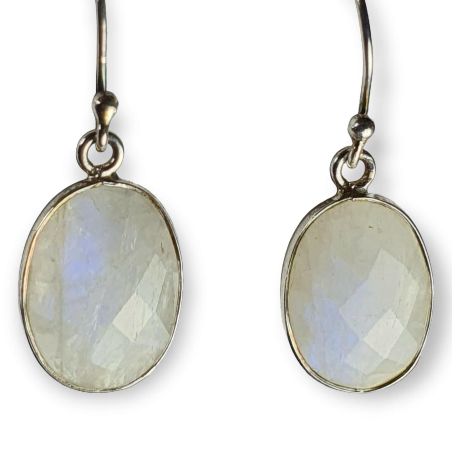 Crystals - Moonstone Drop/Hook Earrings - Sterling Silver