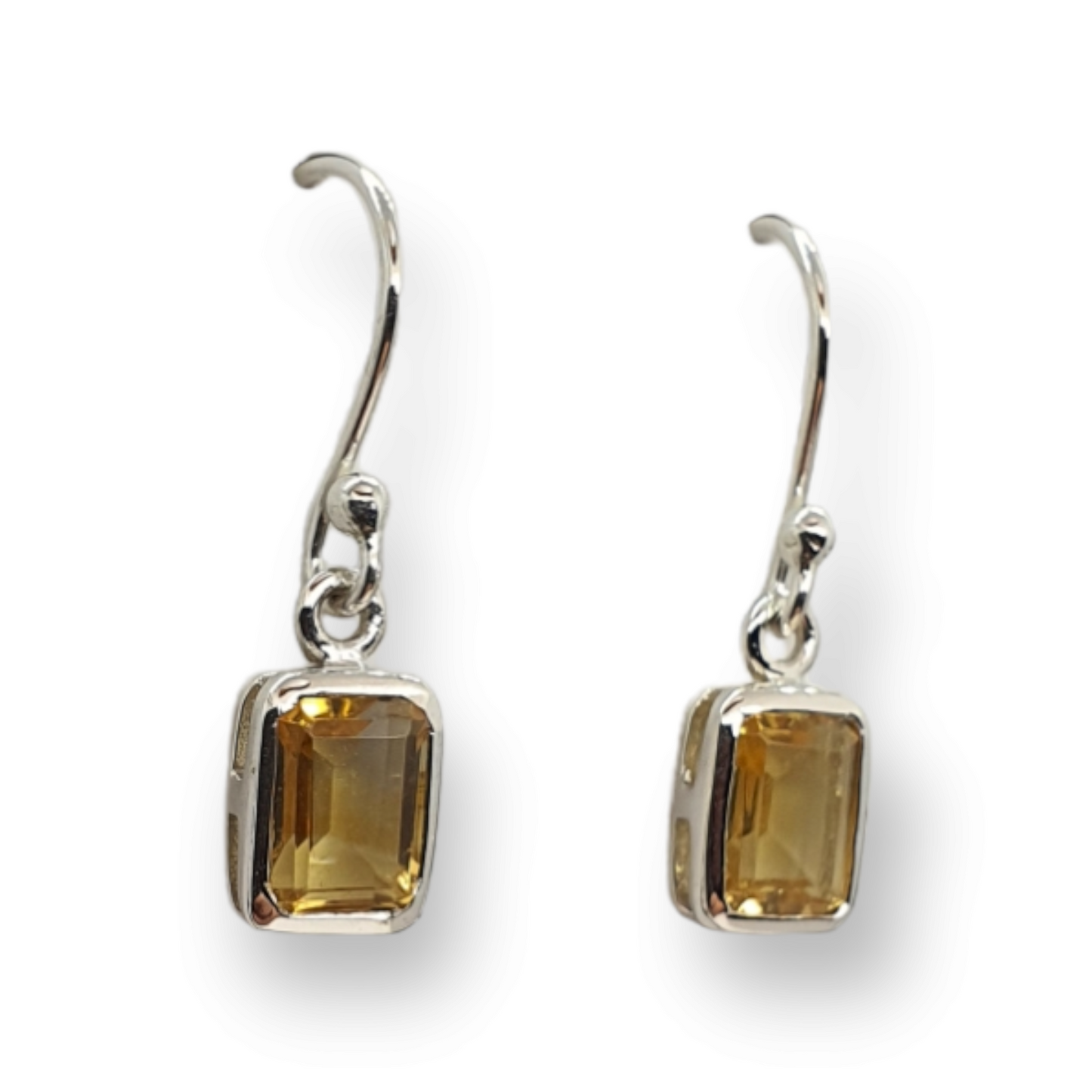 Crystals - Citrine Faceted Earrings - Sterling Silver