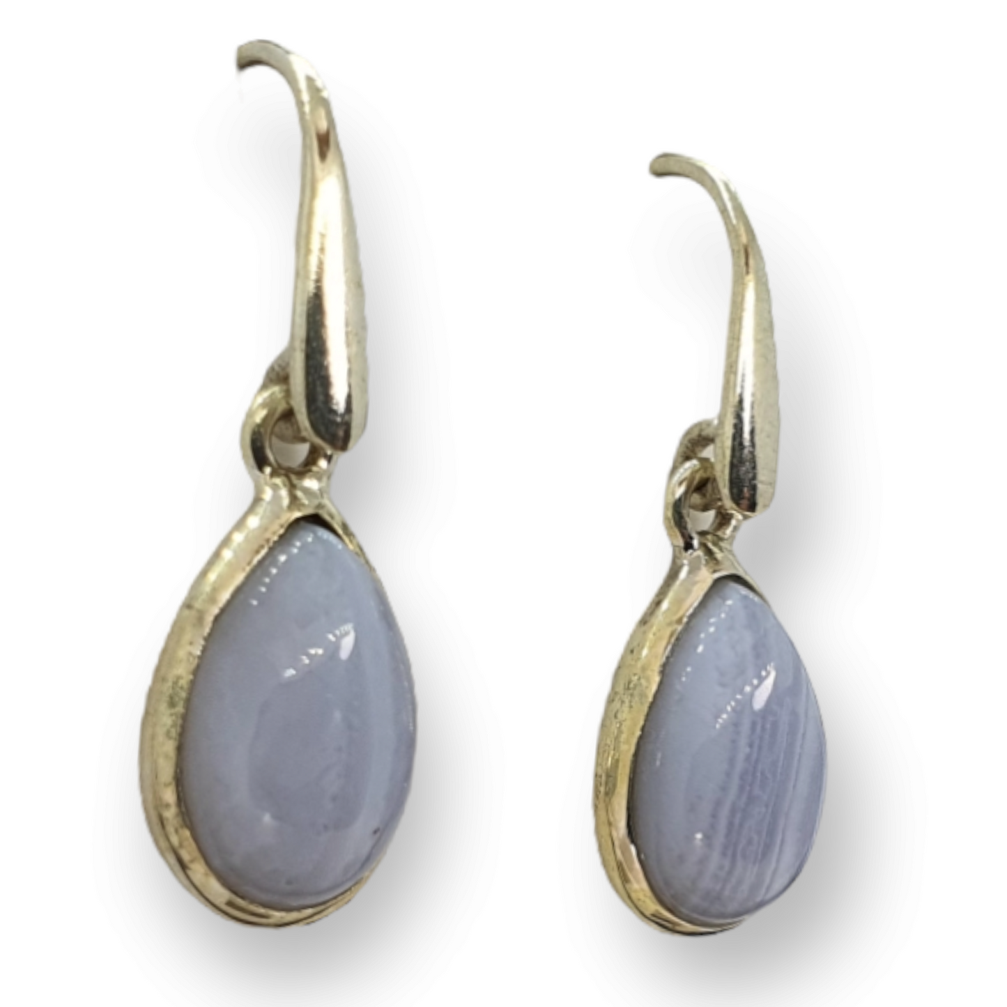 Crystals - Agate (Blue Lace) Drop/Hook Earrings - Sterling Silver