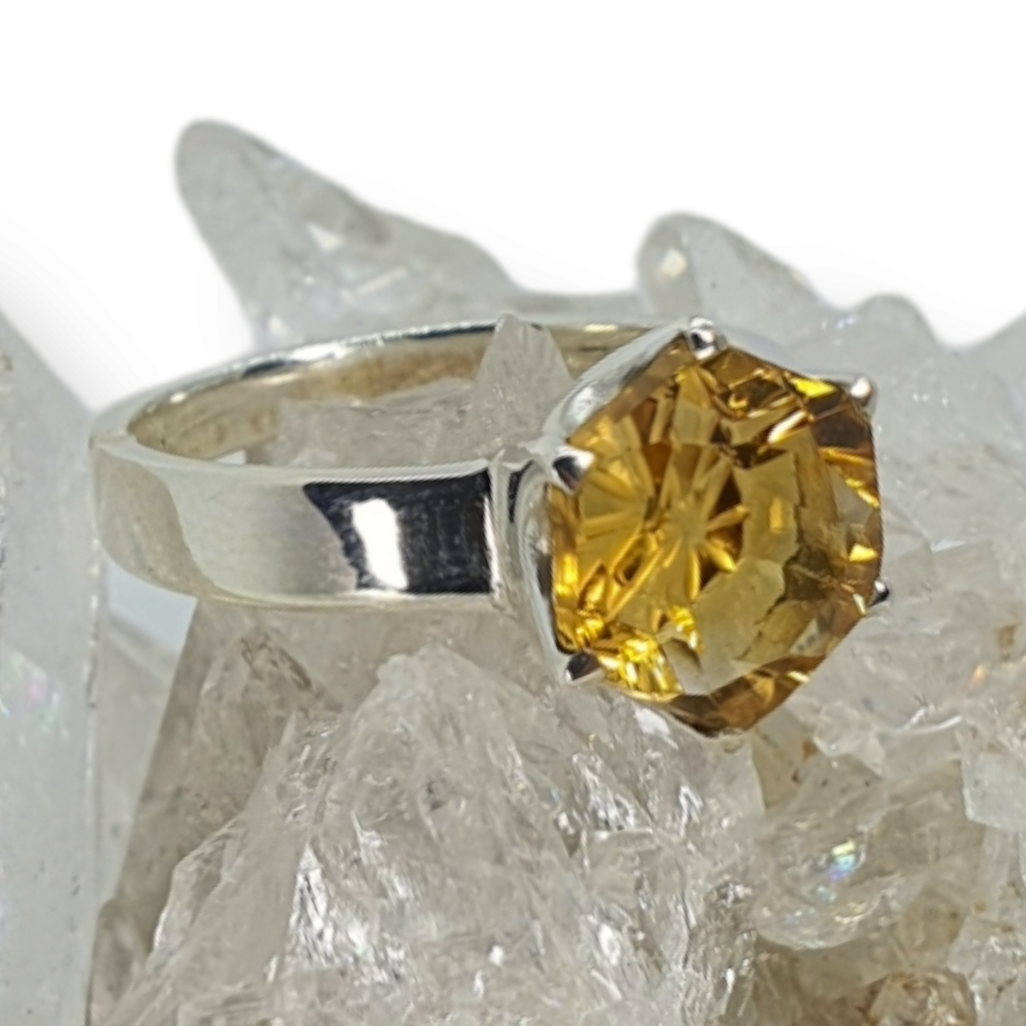 Crystals - Citrine Faceted Ring - Sterling Silver